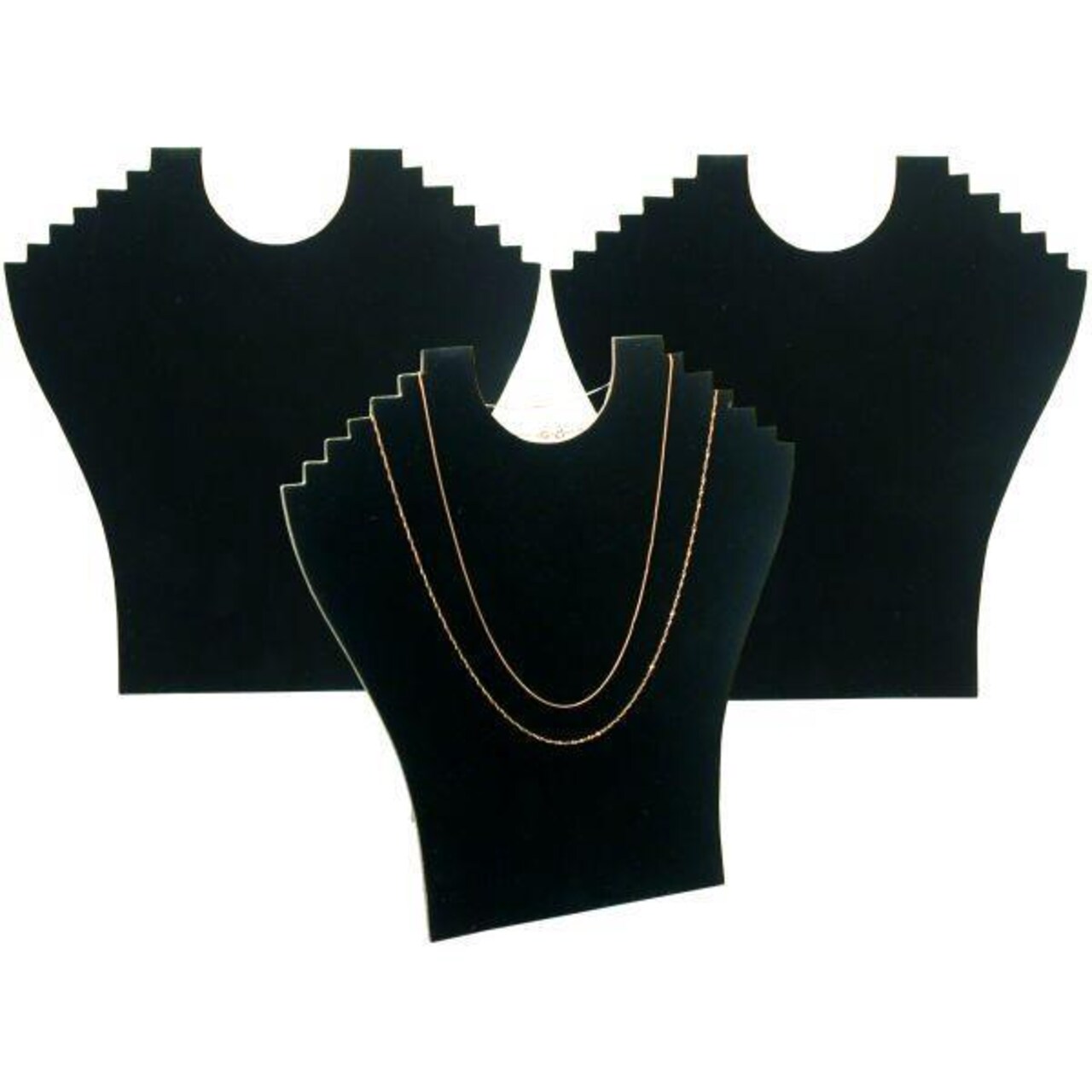 3 6 Tier Black Flocked Cardboard Necklace Chain Display Bust Easels